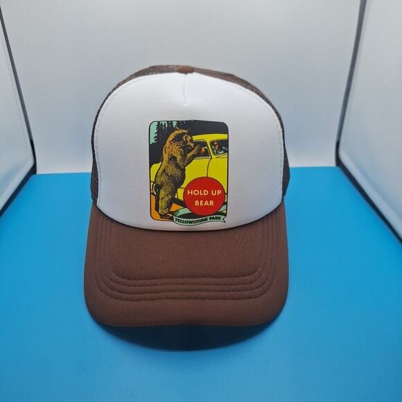 Yellowstone Park Trucker Snapback Hat Cap Foam Brown Retro Logo - Picture 1 of 7